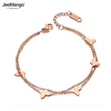 JeeMango-pulsera de doble capa con colgante de mariposa para mujer, brazalete de cadena y eslabones de acero inoxidable, joyería, JB19116 2024 - compra barato