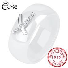Обручальное и обручальное кольцо из серебра 100% пробы AAAAA CZ, геометрические керамические кольца для женщин, украшения для вечеринок, 925 2024 - купить недорого