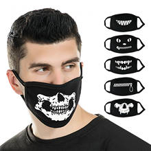 Máscara facial de algodão, reutilizável, lavável, com design de caveira, à prova de vento, unissex 2024 - compre barato