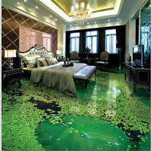beibehang Custom large floor painting 3d Chinese lotus bathroom living room bedroom self-adhesive flooring обои papel de parede 2024 - buy cheap