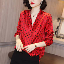 Women's Spring Autumn Style Blouses Shirts Women's Polka Dot V-Neck Long Sleeve Vintage Loose Tops SP665 2024 - buy cheap