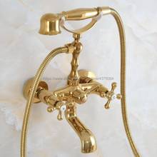 Wall Mounted Bathtub Faucet Gold Color Brass Tub Sink Faucet Telephone Style Bathroom Bath Shower Set with Handshower Nna846 2024 - buy cheap