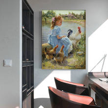 Holover lona pintura a óleo konstantin razumov "crianças retratos" realismo estético cartaz da arte parede decoração de interiores para casa 2024 - compre barato