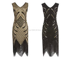 Women Fringe Vintage Flapper Dresses 1920s Style Great Gatsby Dress Art Deco Sequined Tassel Embellished Party Sleeves Costumes 2024 - buy cheap