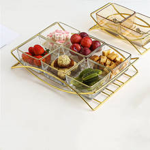 Plato de fruta de cristal para mesa de centro, luz de lujo, sala de estar, hogar, aperitivos creativos, dulces, frutos secos, melón, caja de semillas 2024 - compra barato