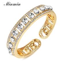 Minmin Gold Silver Color Crystal Bangle for Women Luxury Wedding Prom Jewelry Adjustable Bracelet Bangle Gifts for Bride MSL422 2024 - buy cheap