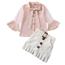 Focusnorm-Conjunto de falda para niña de 1 a 6 años, ropa para niños pequeños, camisetas y faldas de cuero, conjuntos de ropa, 2 uds. 2024 - compra barato