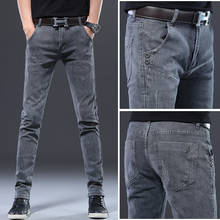 Новинка 2020, мужские классические джинсы, мужские повседневные брюки с прямыми штанинами высокого качества, бриджи из хлопка и денима диаметром 28-38, мужские брюки 2024 - купить недорого