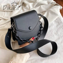 Dikaril Solid Color Thick Chain Small PU Leather Crossbody Bags For Women 2021 Summer Shoulder Cross Body Bag Ladies Handbags 2024 - buy cheap
