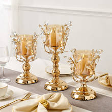 Wedding Decoration Table Centerpiece Golden Candelabra Home Decoration Accessories Iron Crystal Candle Holder Light Luxury Decor 2024 - купить недорого