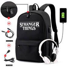 Mochila luminosa de lona Strang Things, mochilas escolares para estudiantes con carga USB y características antirrobo, bolsa para niños y niñas 2024 - compra barato