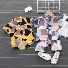 2 Piece Set Casual Clothes For Boy Summer Children Geometric Patterns Short Sleeve Shirt Pants Suits 2021 Infant Kids New Outfit 2024 - buy cheap