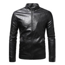 Chaqueta de cuero sintético para hombre, chaqueta ajustada de alta calidad con cremallera y cuello levantado, para motocicleta, primavera y otoño, 2021 2024 - compra barato