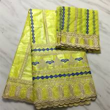Basin riche fabric 2020 nouveau новейший африканский Базен riche Ткань хлопковая вышивка французская африканская кружевная ткань 5 + 2 ярдов 2024 - купить недорого
