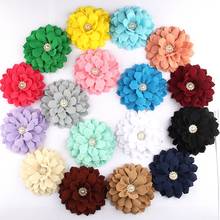 60PCS 4.2" 10CM Fashion Big High Quality Fabric Flowers With Pearl Rhinestone Center Handmade Flower For Headband Accessories 2024 - buy cheap