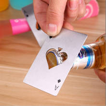 Черный/серебристый карточка для покера Лопата открывалка для бутылок пива Персонализированная нержавеющая сталь открывалка для бутылок инструмент для бара 2024 - купить недорого