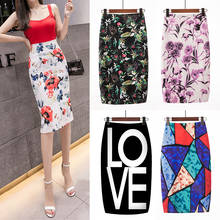 Ready Stock Fashion Elegant Floral Print High Waist Stretch Pencil Skirts Women OL Work Wear Print mid length skirt 2024 - buy cheap