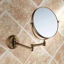 Liuyue-espelhos de maquiagem em cromo/latão antigo para banheiro, espelhos redondos dobráveis, para fixação na parede 2024 - compre barato