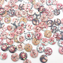 30/50/100Pcs New Flower Printed Round Wooden Button 2 Holes 15mm Mixed Wood Buttons Sewing For Clothing Decoration DIY 2024 - buy cheap