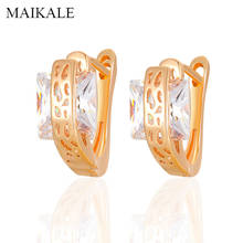 MAIKALE Classic Square Hollow Design MultiColor Cubic Zirconia Stud Earrings for Women Jewelry Wedding Party Gifts High Quality 2024 - buy cheap