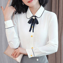 Blusas blancas de oficina para mujer, camisas de manga larga Ropa de Trabajo lisa, Primavera, 2021, alta calidad, # HH36 2024 - compra barato