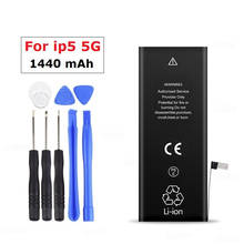 Lithium Battery For iphone 5 5G Battery Real 1440mah New 3.8V Replacement Battery For iphone 5 5G With Repair Tools Kit 2024 - buy cheap