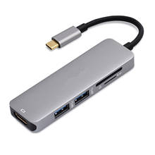 Hub USB 3,1 tipo C a HDMI, adaptador compatible con 4K Thunderbolt 3, USB C, ranura para lector SD TF, PD para MacBook Pro/Air/Huawei Mate 2024 - compra barato