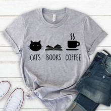 100% Pure Cotton Women T Shirt Cats Book Coffee Printed Tshirt Ladies Short Sleeve Tee Shirt Women Female Tops Clothes Camisetas 2024 - buy cheap