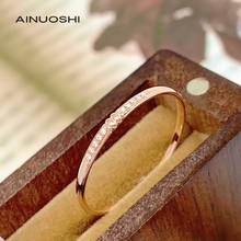 AINUOSHI-anillo de compromiso de oro de 18K para mujer, sortija de compromiso con diamantes naturales reales de corte redondo de 0.02ct, hecho a mano, joyería 2024 - compra barato
