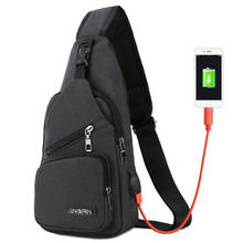 Мужские сумки через плечо с USB-зарядкой, Мужская нагрудная сумка с защитой от кражи, повседневные дорожные мессенджеры, слинг 2024 - купить недорого
