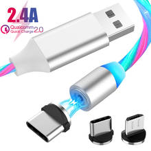 Cable magnético de iluminación LED parpadeante, Cable Micro USB tipo C, cargador tipo C para iPhone y Samsung 2024 - compra barato