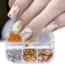 Mixed Aluminum Gold Foils Sequins For Nails Holographic Rubbing Glitter Flakes Nail Decoration DIY Design Accessories GL1909-04 2024 - купить недорого