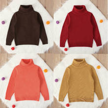 Suéter de punto para niñas, jersey de cuello alto de manga larga, camisa de punto, ropa para niños, Otoño e Invierno 2024 - compra barato