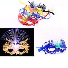 Rave máscara led de penas para festival, festa, feminina, máscara de baile luminosa, vestido de princesa, máscara de carnaval 2024 - compre barato