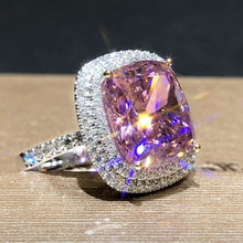 Real sólido 100% 925 prata esterlina anéis de casamento para as mulheres luxo rosa 4ct simulado diamante anel de noivado jóias de pedra preciosa 2024 - compre barato