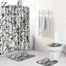 Zeegle-conjunto de tapetes para banho com cortina, não escorrega, tapete, base, banheiro, tamanho u 2024 - compre barato