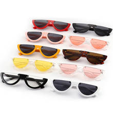 Óculos de sol feminino, óculos meio aro da moda, lentes uv400, vintage, espelhadas, para mulheres 2024 - compre barato