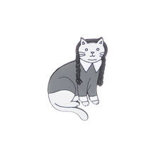 Мультяшные блестящие броши с котом черная булавка в форме кошки черно-белая кость темно-панк ювелирные броши для женщин подарок 2024 - купить недорого