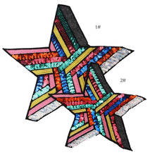 Lantejoulas coloridas bordadas para costura, patches com emblema em cores do arco-íris com estrela de cinco pontas para roupas, apliques 2024 - compre barato