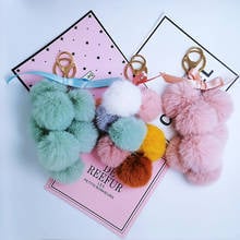 Fancy&Fantasy New Fruit Pom Pom Ball Key Chain Faux Rabbit Fur Pompom Grape Keychain Women Bag Pendant Charms Key Ring Llavero 2024 - buy cheap