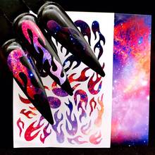 Голографическая ногтей цветной Фольга пламени дизайн ногтей перевод рисунка самоклеящиеся пламени ногтей наклейки слайд Nail Art Наклейки 3D ногти "сделай сам" Фольга 2024 - купить недорого