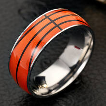 Anillo deportivo Unisex para hombre y mujer, sortija de 8mm de ancho, diseño de baloncesto, fútbol, fiesta, banda de boda, joyería de Hip Hop 2024 - compra barato