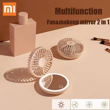 New Xiaomi Sothing LED Makeup Mirror with Fan Handheld Fold Portable Micro USB Chargeableable Makeup Tool Mini Mute Cooler Fan 2024 - buy cheap