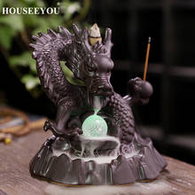 Queimador de incenso dragão reverso, enfeite de cerâmica para decoração de casa caixas de incenso em cone com base de fumaça 2024 - compre barato