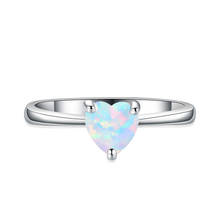 Cute Female Blue White Opal Ring Boho Silver Color Wedding Rings For Women Promise Small Heart Engagement Ring 2024 - buy cheap