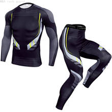 Compression sportswear Men's Wear T-shirt +pants 2 pieces of fitness set Moisture wicking tracksuit Winter warm jogging suit Men 2024 - buy cheap