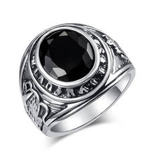 Wbmqda Fashion Silver Color Ring Men Wedding Paty Accessories Punk Black Ring Vintage Jewelry Wholesale Drop Shipping 2024 - купить недорого