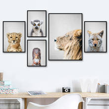 Lion Leopard Squirrel Wolf Parrot Sloth Wall Art Canvas Painting Nordic Posters And Prints Animals Wall Pictures Kids Room Decor 2024 - buy cheap