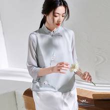 Chinese Style Clothing Women Clothes 2021 Cheongsam Top Chinese Traditional Shirt Blouse Cotton Hanfu Ladies Chinese Tops TA2411 2024 - buy cheap