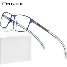FONEX Alloy Glasses Frame Men Square Myopia Prescription Optical Eyeglasses 2020 New Male Metal Full Korea Screwless Eyewear 998 2024 - buy cheap